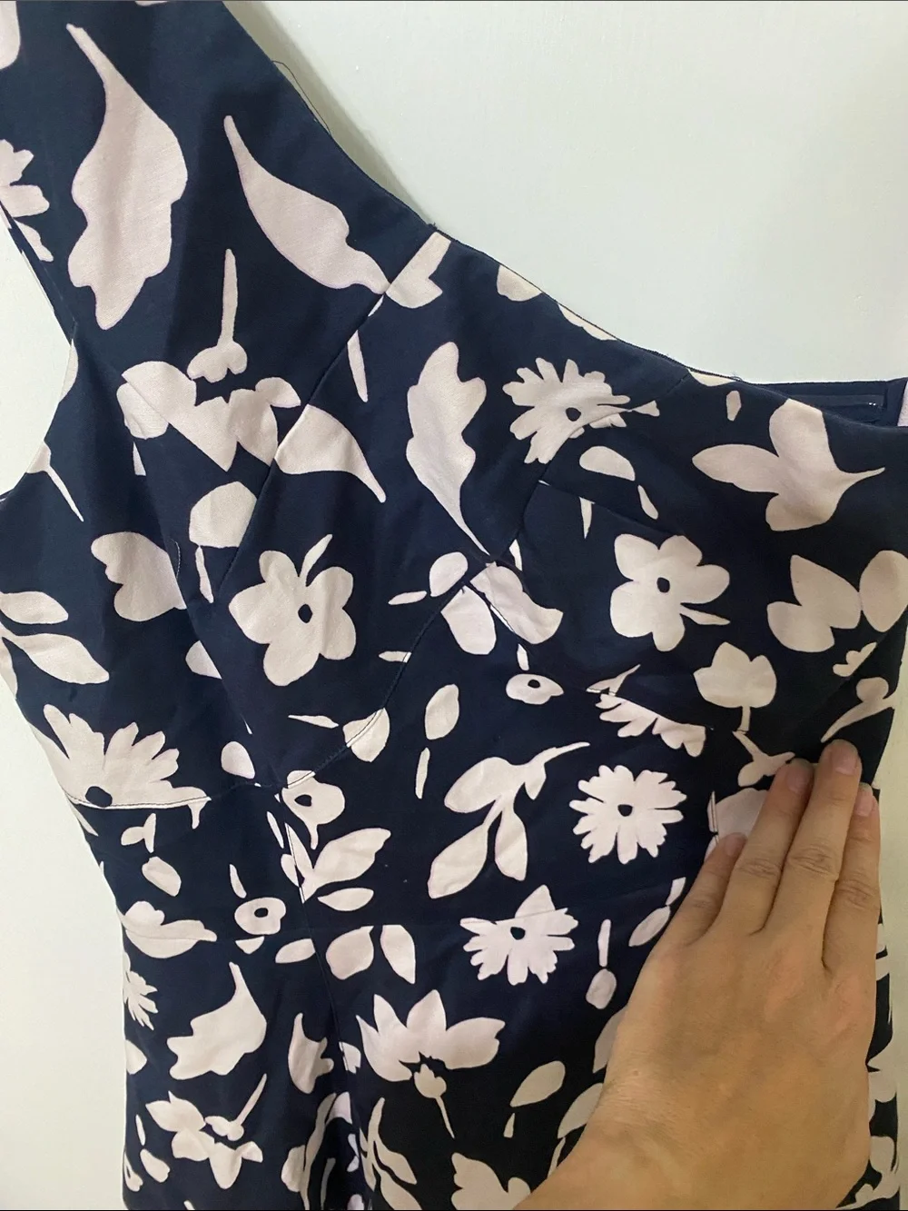 kate spade Navy and Light Pink One-Shoulder Floral Dress